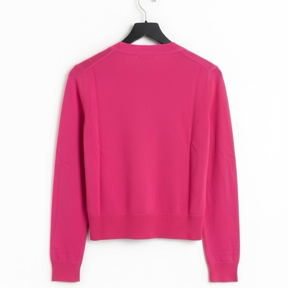 J. Crew Vibrant Pink cardigan trendy casual fall winter office wear size large - Picture 2 of 5